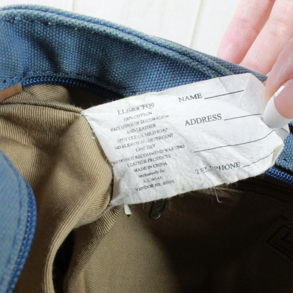 LL BEAN Boat & Tote Leather Canvas Zip Top Handbag - Picture 8 of 12